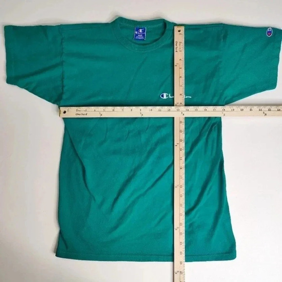 Vintage Champion‎ T Shirt Blank Made in USA Single Stitch Size Small Green - Picture 4 of 5